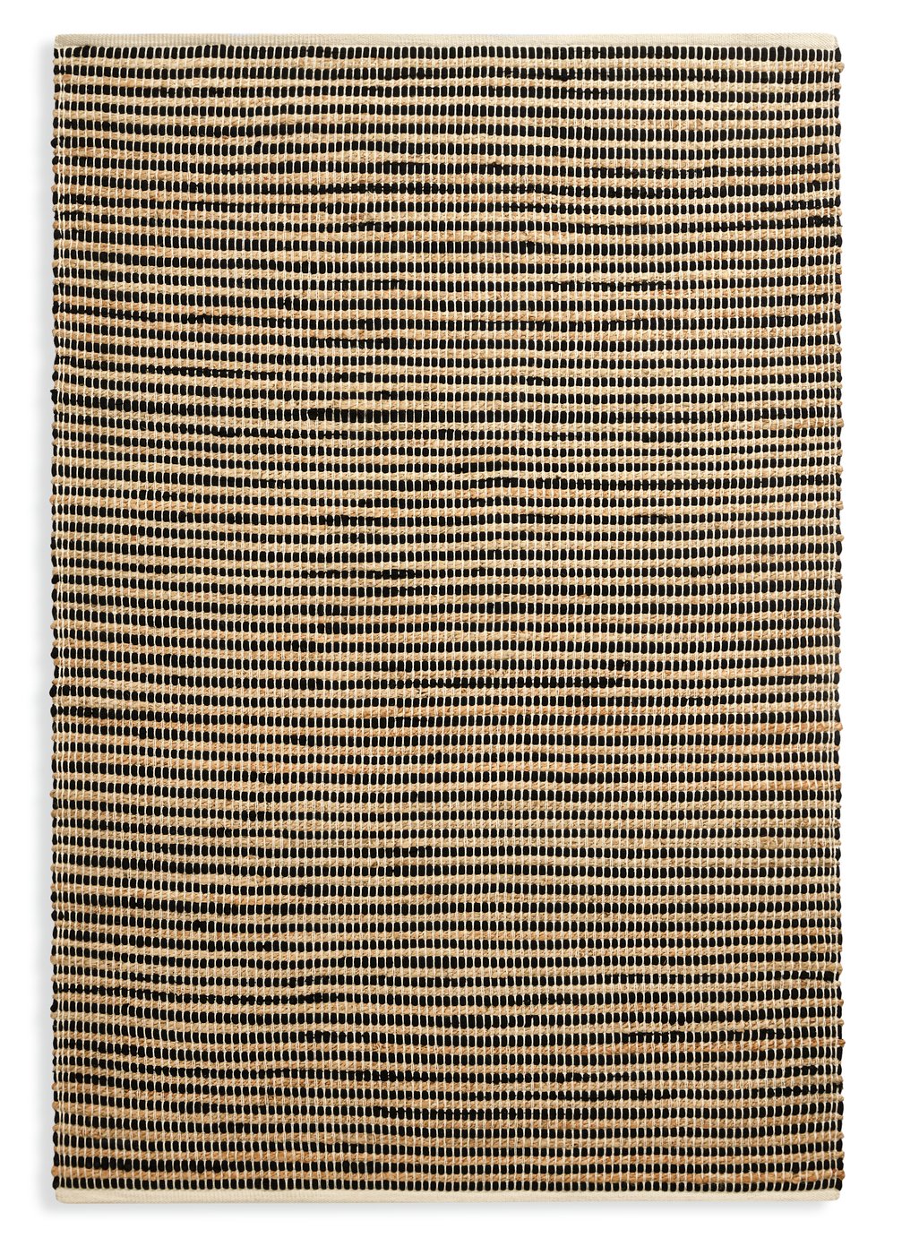 Habitat Woven Stripe Black Jute Flatweave Rug - 150x80cm