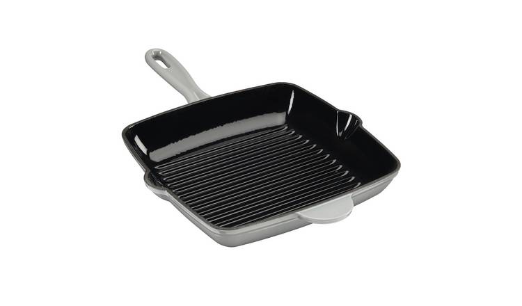 Cooks Professional Cast Iron Skillet Pan with Enamel Interior - Grey