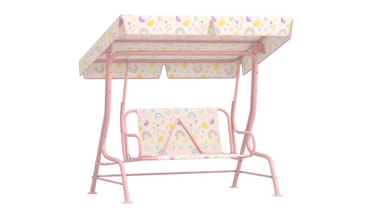 AIYAPLAY Adjustable Canopy Safety Belt 2 Seater Kids Swing Seat - Pink