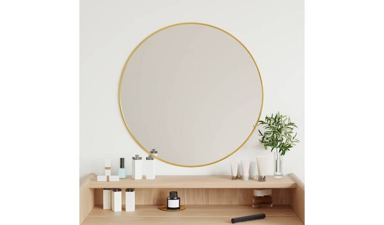 Walplus Round Glass Wall Mirror - Gold - 60 cm