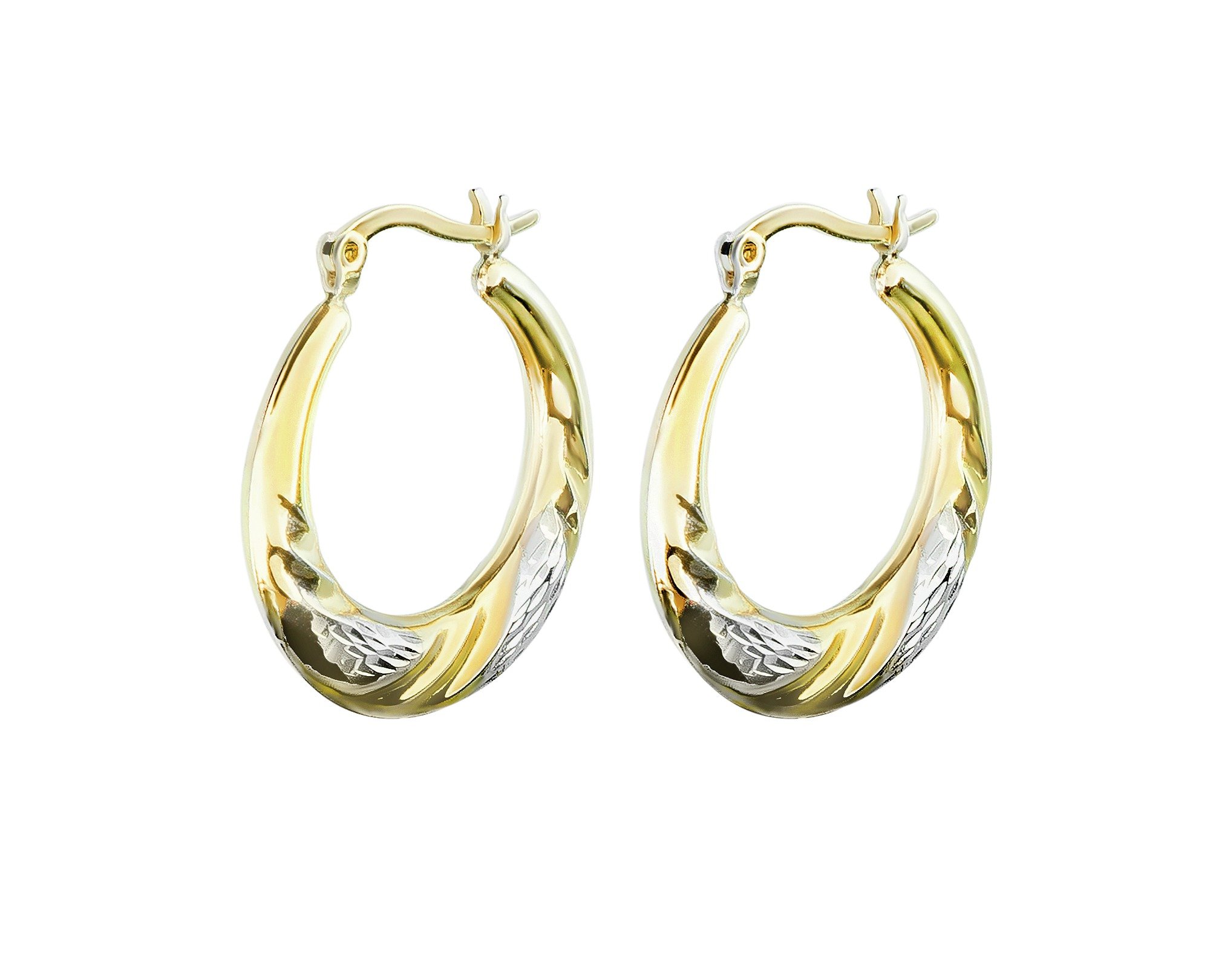 Revere Sterling Silver and 9ct Bonded Gold Twist Creoles