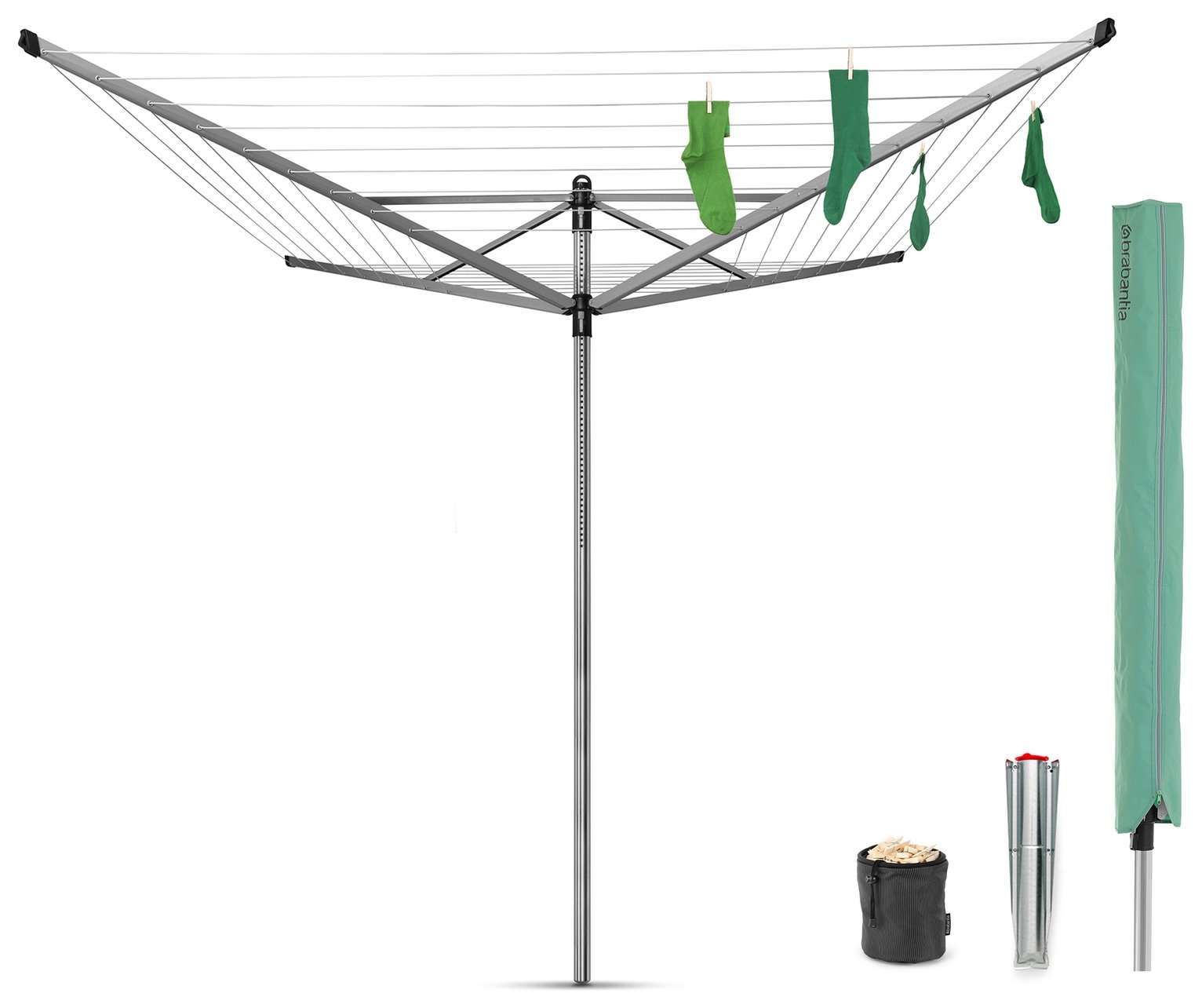 Brabantia 50m Lift-O-Matic Washing Line with Ground Spike