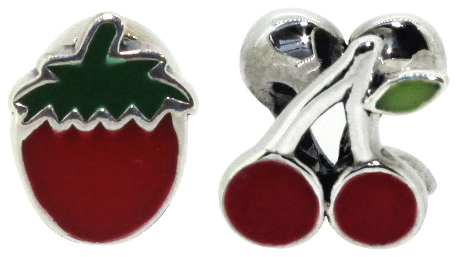 Miss Glitter S.Silver Kids Enamel Strawberry/Cherry Charms.