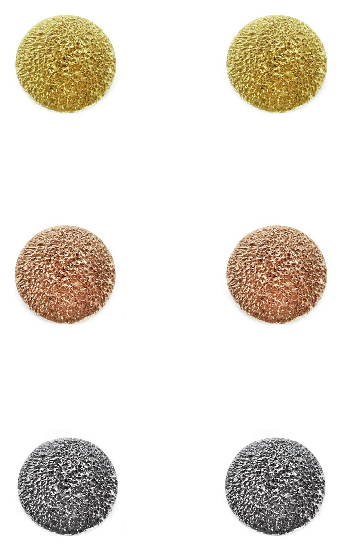 Link Up Sterling Silver Texture Circle Earrings - Set of 3.