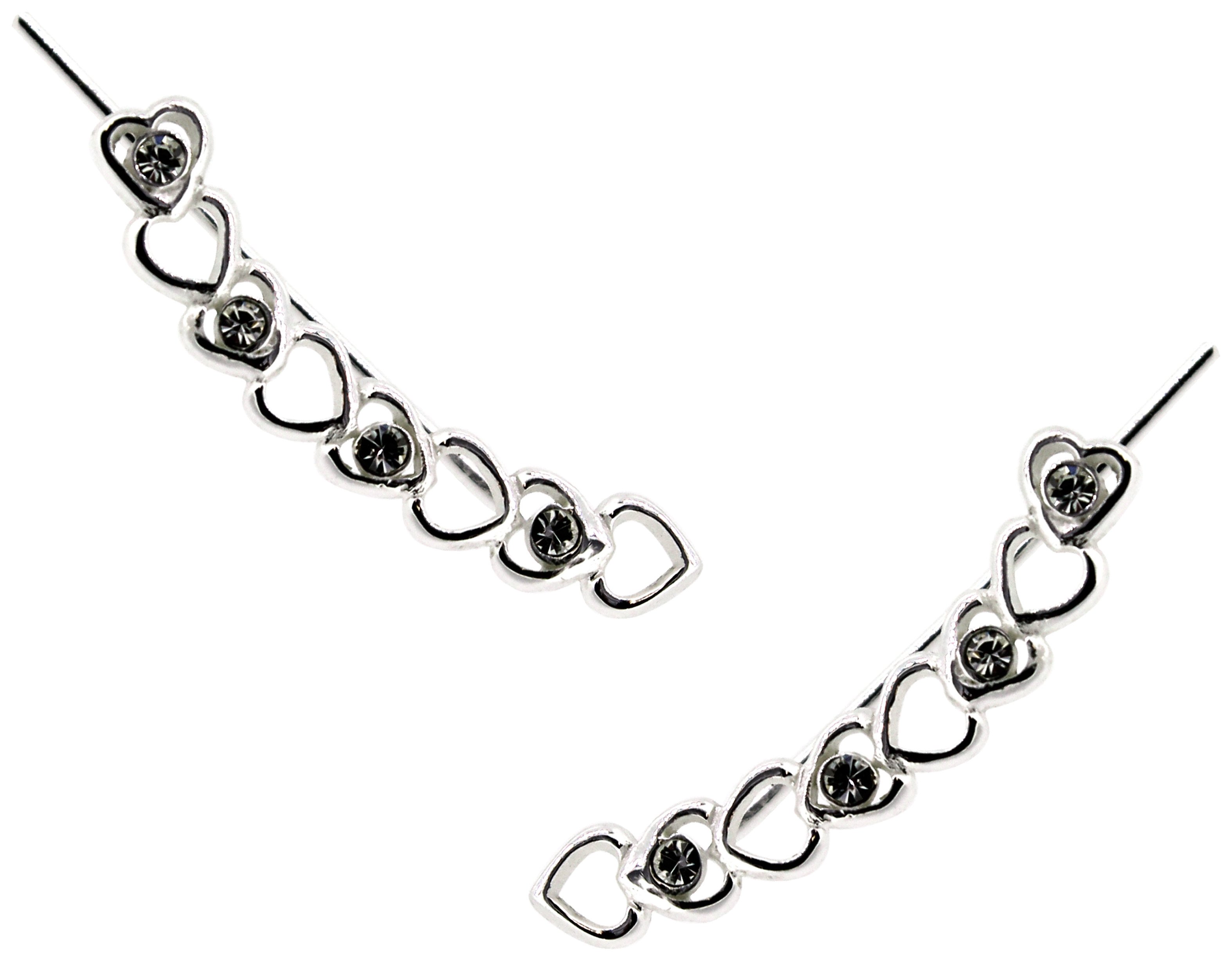 Link Up Sterling Silver Crystal Multi Heart Earrings.