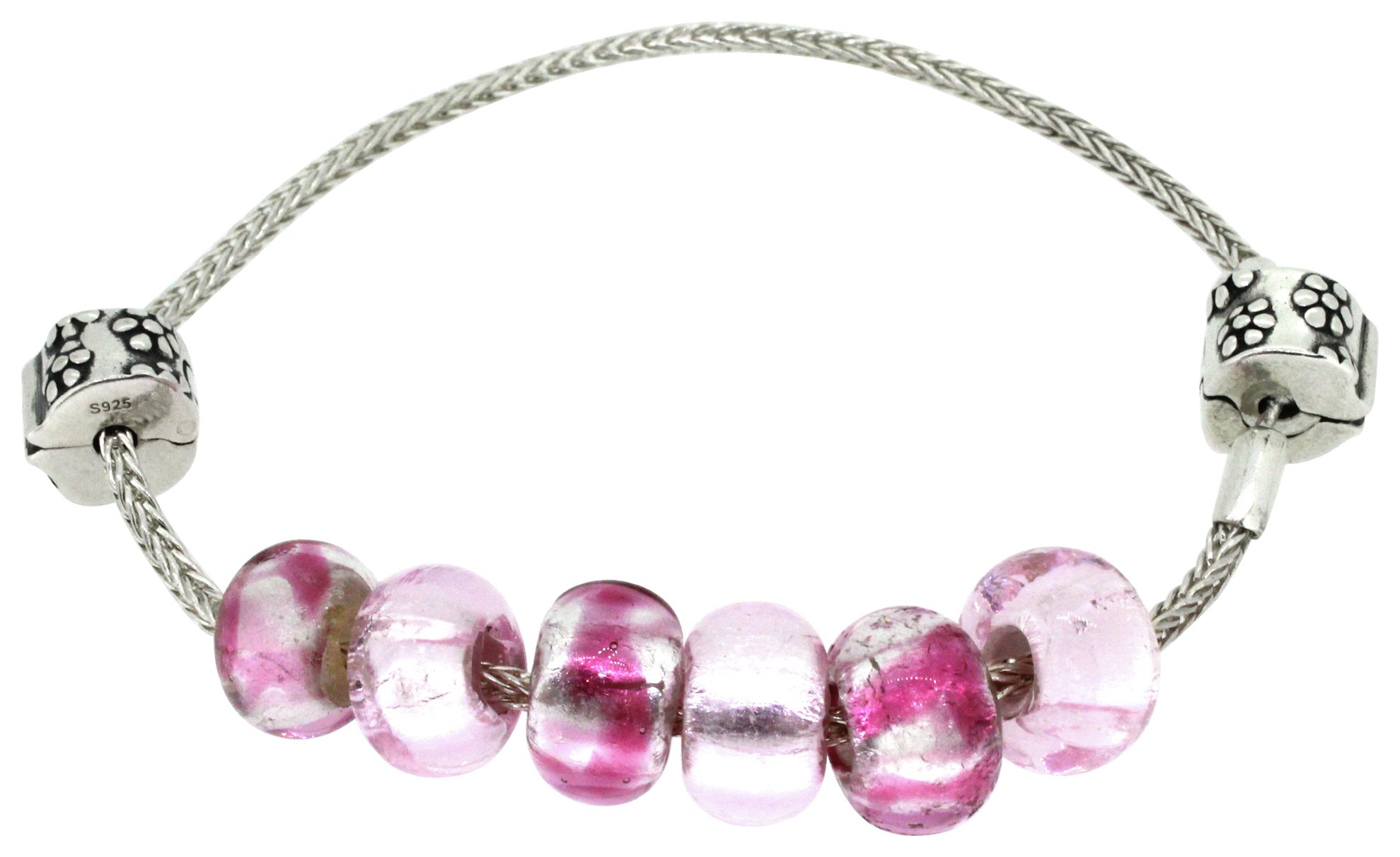 Miss Glitter Silver Made Up Pink Bracelet with Stopper