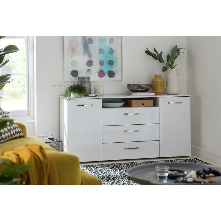 Argos Home Hayward 2 Door 3 Drawer Sideboard - White Gloss 0