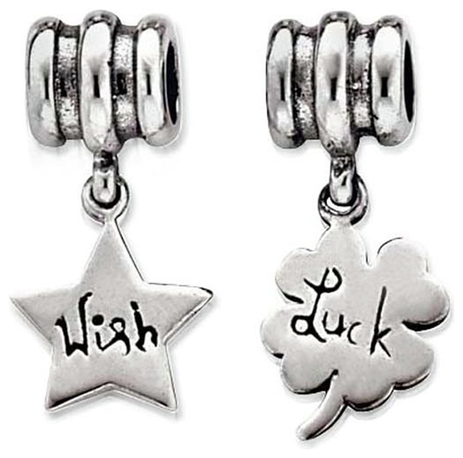Miss Glitter S.Silver Kids Lucky Leaf Drop Charms - Set of 2