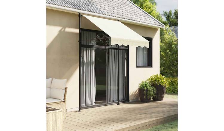 Walplus Polyester Retractable Awning - Cream - 150 x 150 cm
