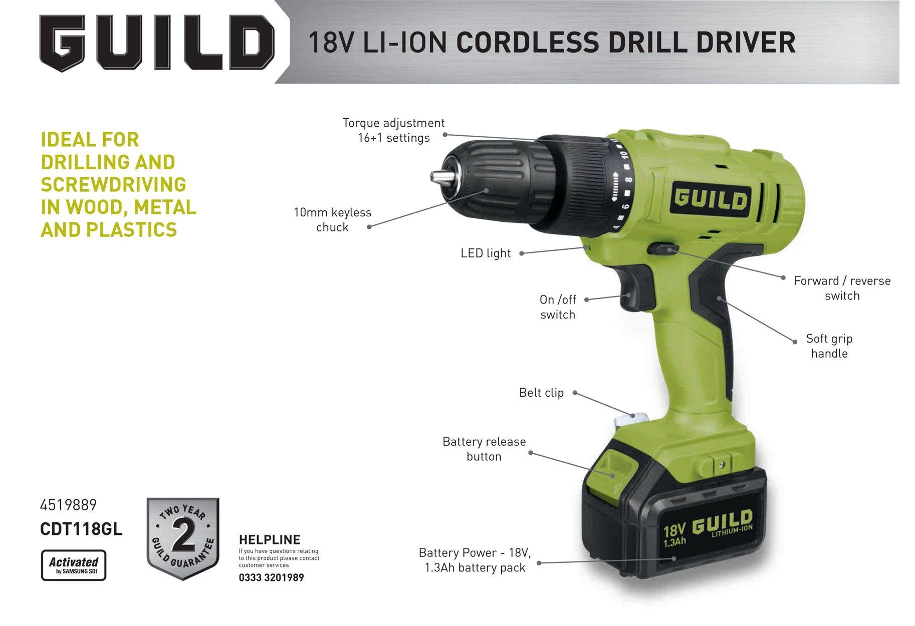 Guild 1.3AH Cordless Drill Driver Reviews Updated March 2023