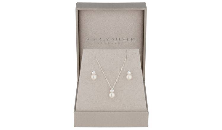 Simply Silver Sterling Silver 925 Pearl Jewellery Set