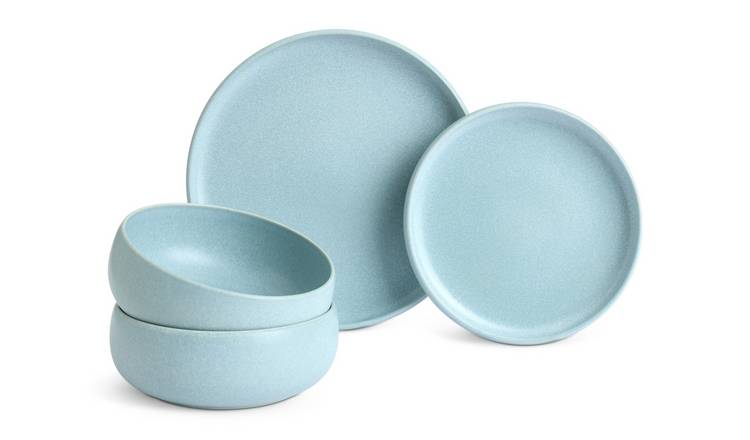 Habitat 12 Piece Reactive Stoneware Dinner Set - Blue