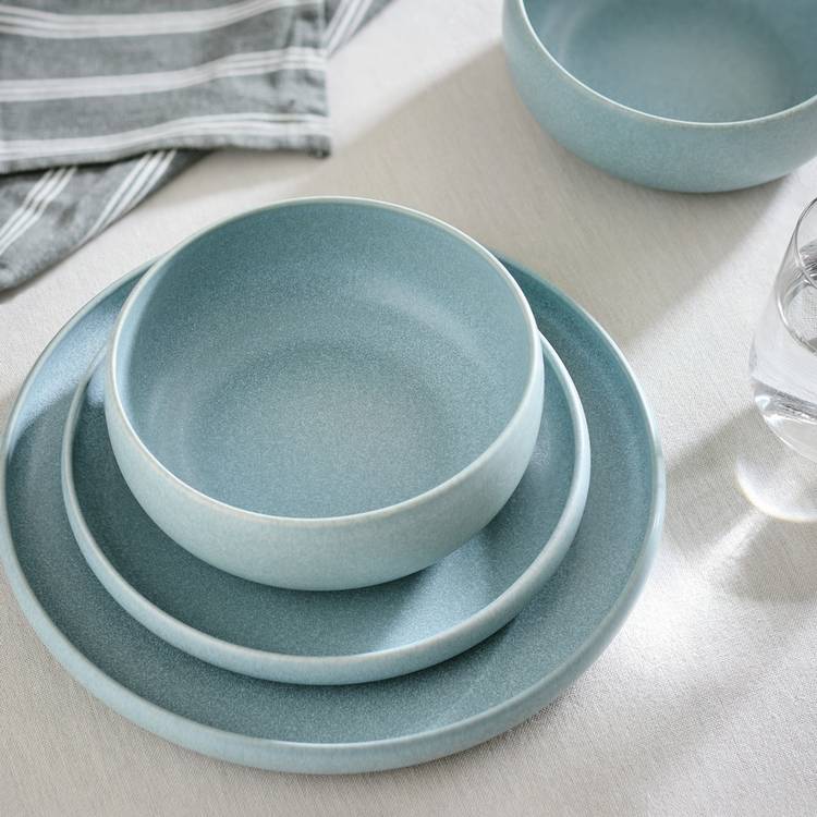 Habitat 12 Piece Reactive Stoneware Dinner Set - Blue 0
