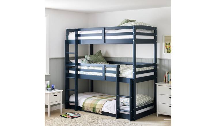 Argos Home Josie Kids Triple Bunk Bed With 3 Mattress- Blue