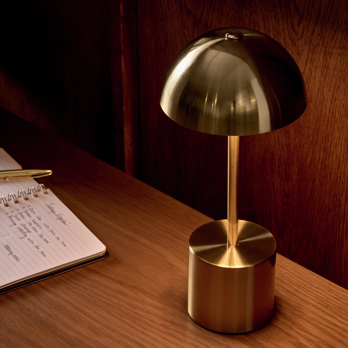 Habitat Rechargeable Mushroom LED Table Lamp - Brass