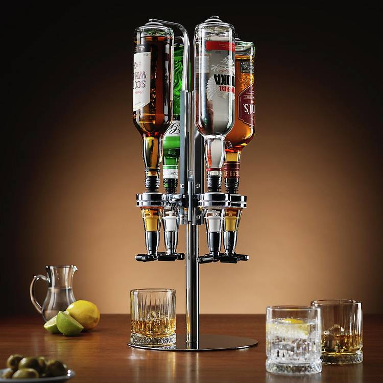 Menkind Four Bottle Bar Optic Drinks Dispenser 0