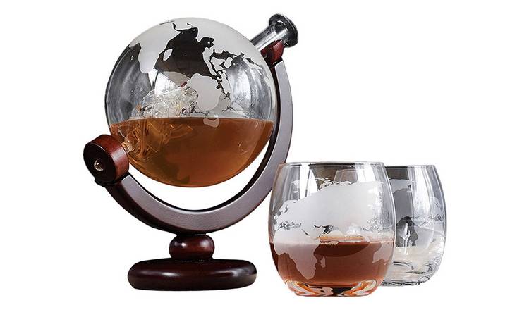 Menkind Globe Decanter With Glasses Set