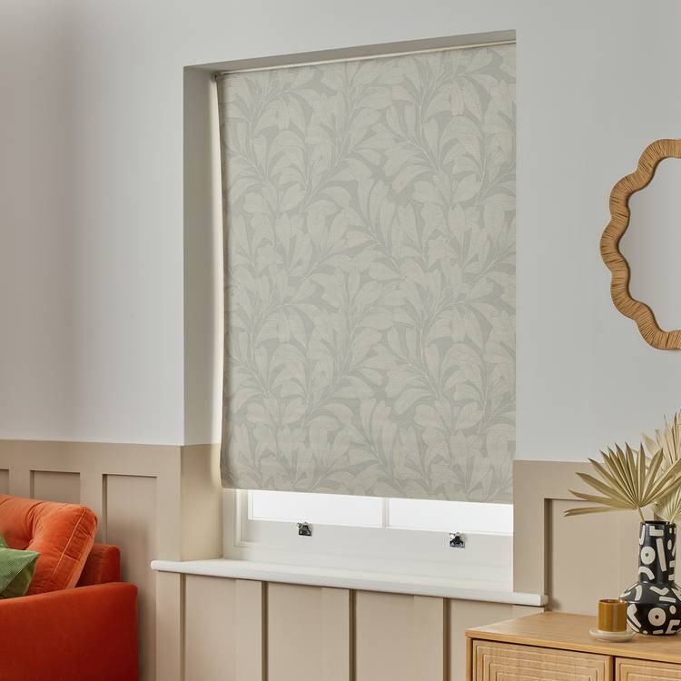 Habitat Linear Leaves Blackout Grey Roller Blind - 120cm 0
