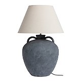 Grey and white table lamp.
