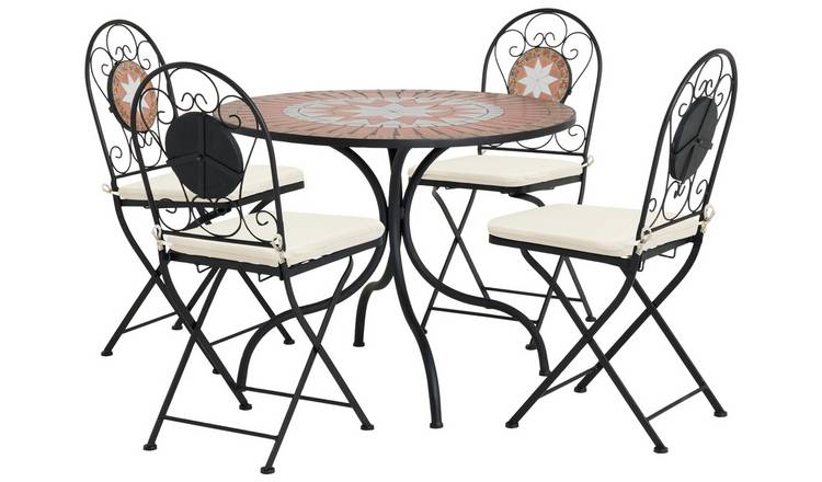 Argos Home Genoa 4 Seater Metal Patio Set - Black