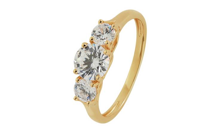 Revere 9ct Gold Round Cubic Zirconia Engagement Ring - T