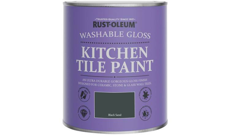 Rust-Oleum Kitchen Tile Gloss Paint 750ml - Black Sand