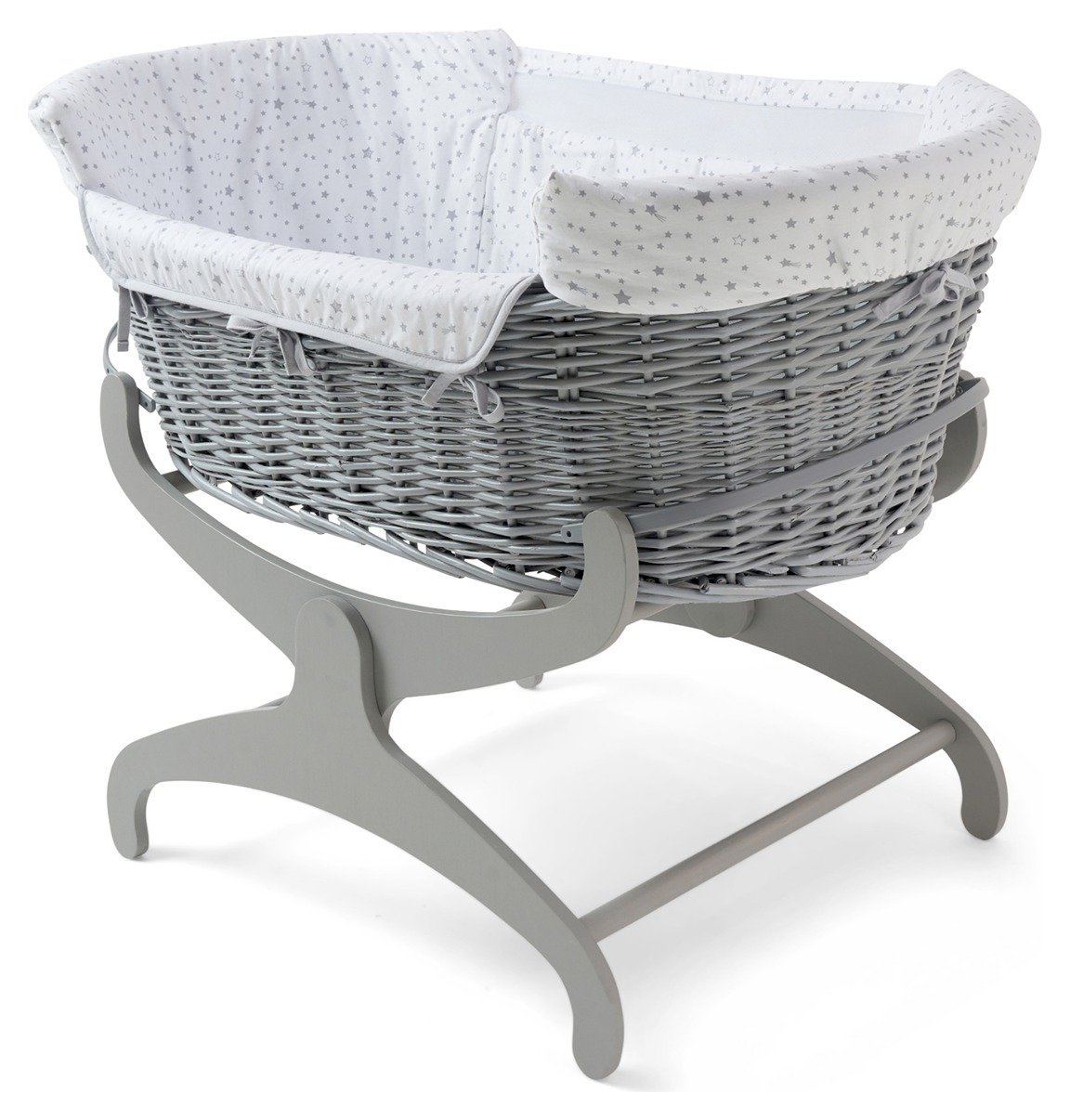 Clair De Lune Wicker Bedside Crib - Grey 