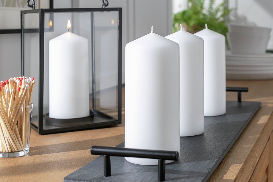 Habitat Large Pillar Unscented Candle - Pack of 4.