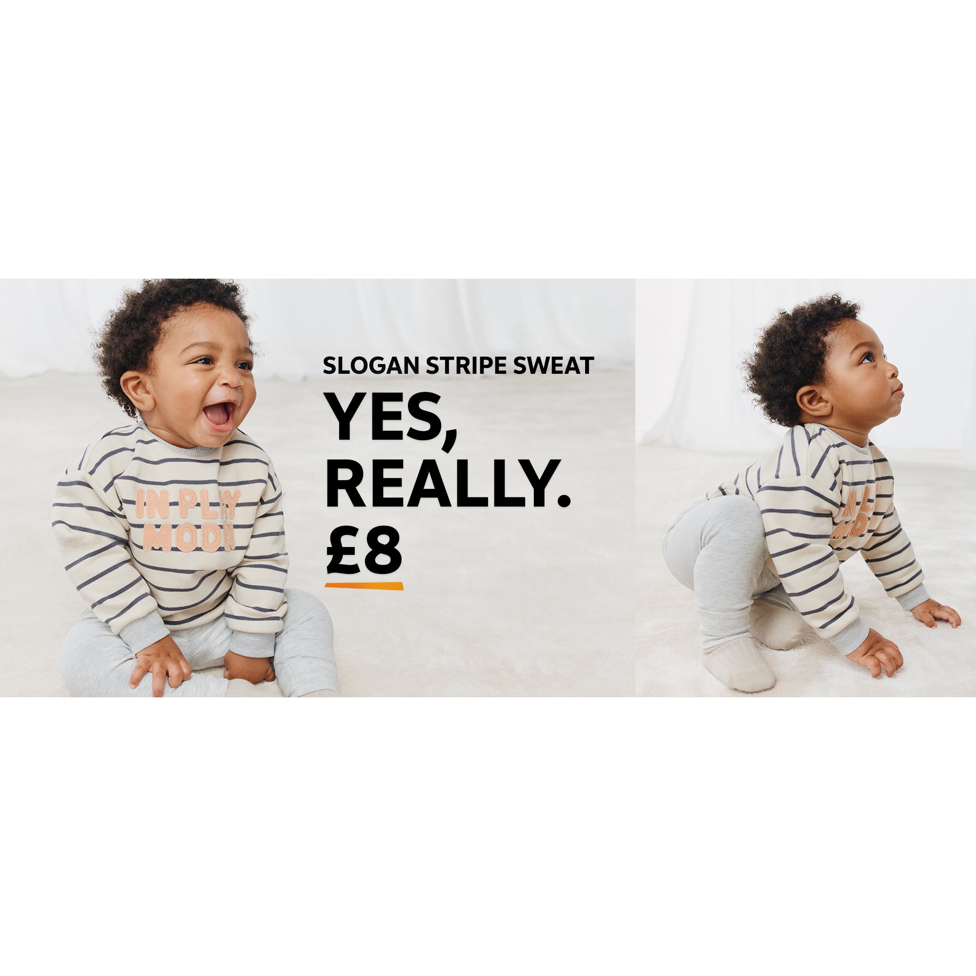 Slogan stripe sweat. Yes really. £8.