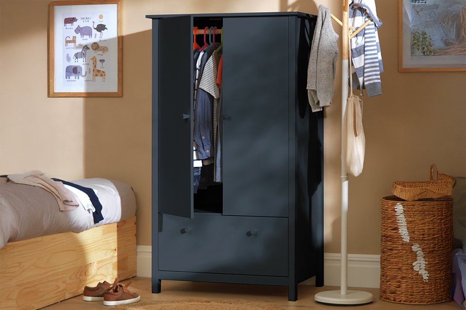 Argos Home Scandinavia Short 2 Door Wardrobe - Ink Blue.