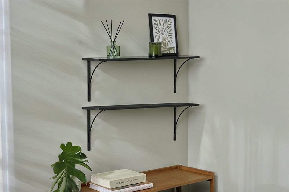 Habitat Set of 2 Bracket Shelves - Black.