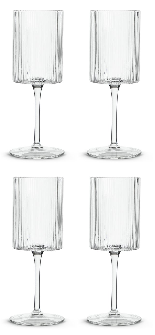 Habitat Ribbed Set of 4 Wine Glasses