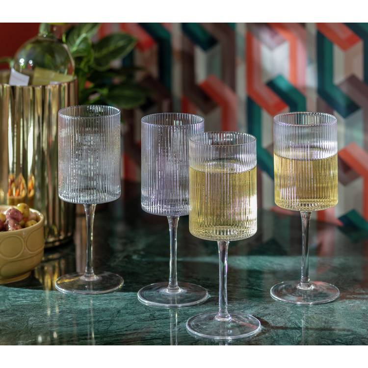 Habitat Ribbed Set of 4 Wine Glasses 0