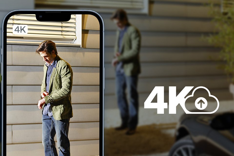 A zoomed in shot of a man showing Arlo's 4K footage clarity.