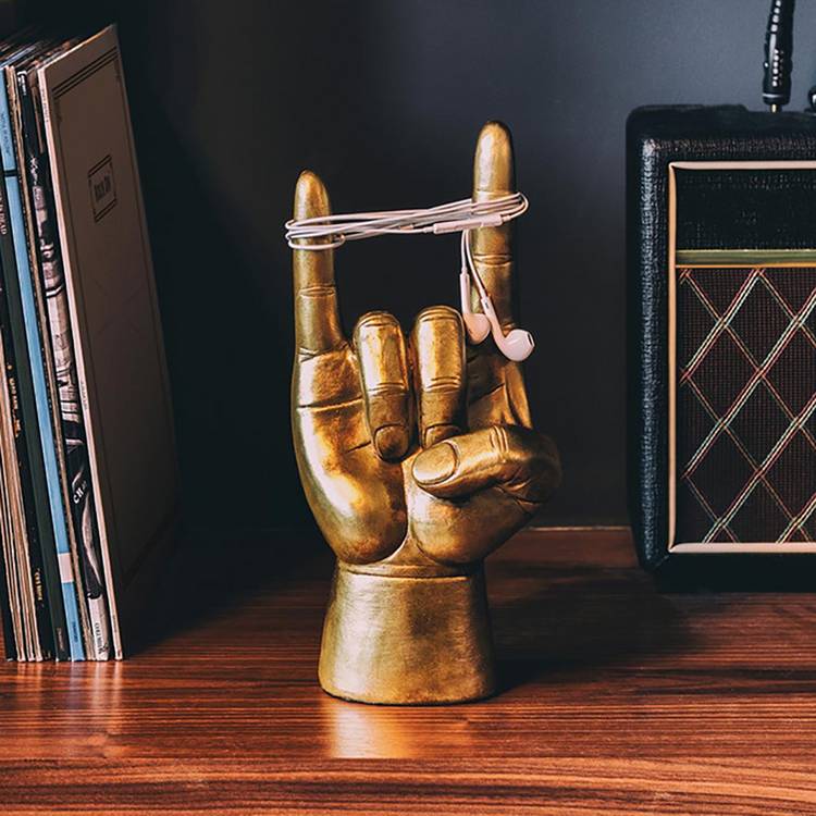 Menkind Rock On Gold Headphones Stand 0