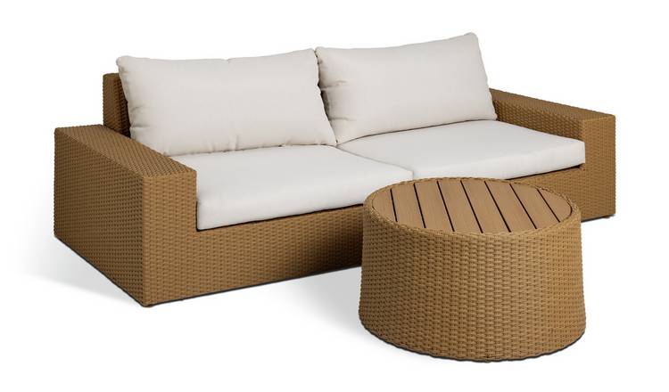 Habitat June 2 Seater Rattan Effect Garden Sofa Set - Brown