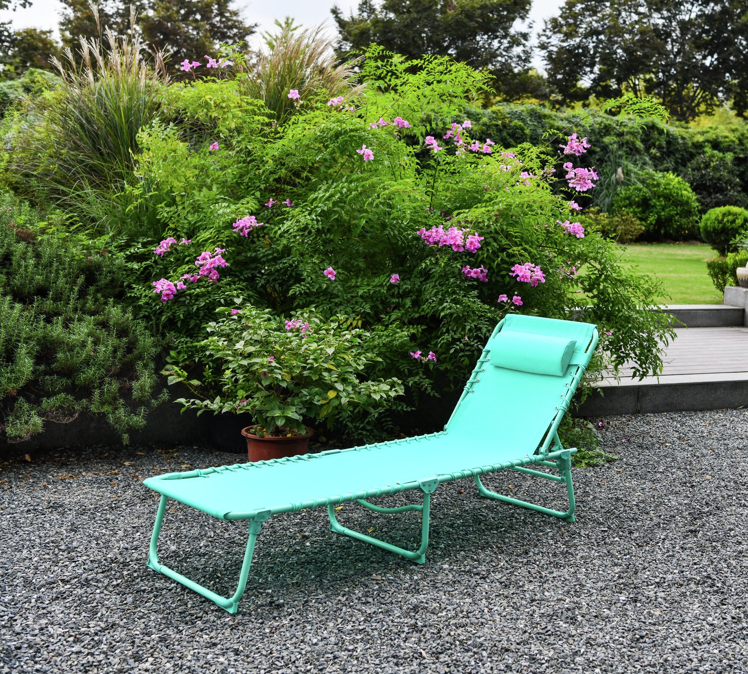 Argos Home Set of 2 Folding Metal Sun Loungers - Teal