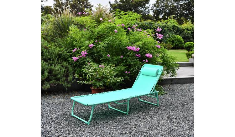 Buy Argos Home Set of 2 Folding Metal Sun Loungers Teal