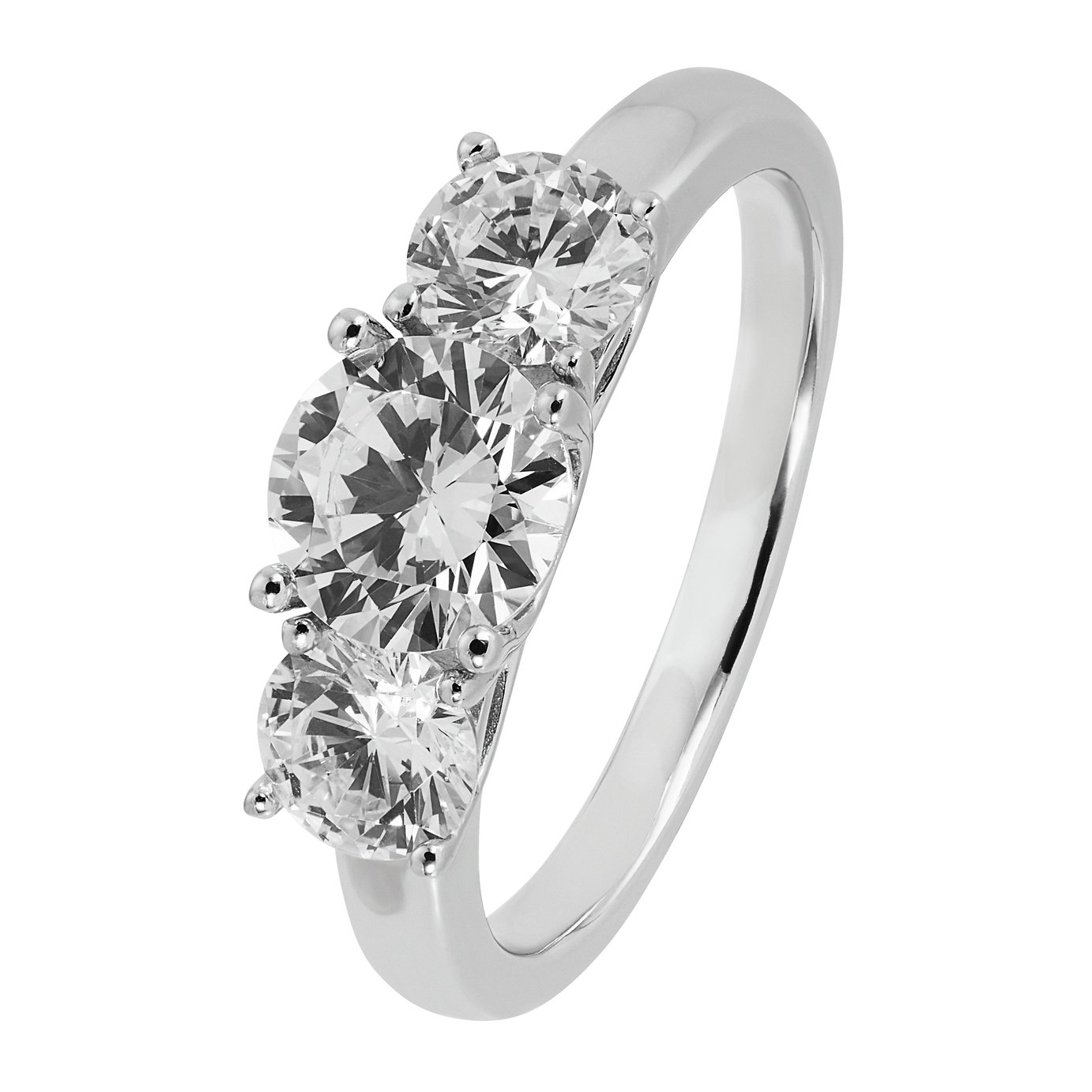 Revere Sterling Silver Round Cubic Zirconia Wedding Ring - L