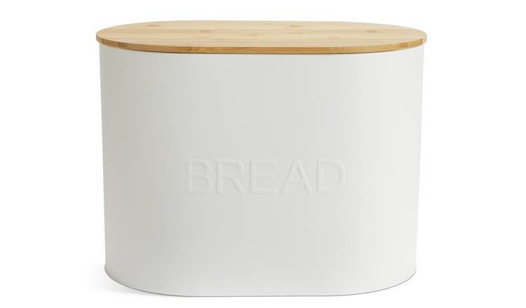 Habitat Embossed Text Carbon Steel Bread Bin