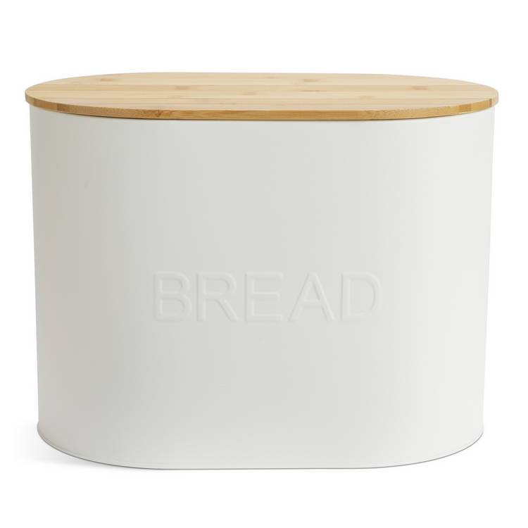 Habitat Embossed Text Carbon Steel Bread Bin 0