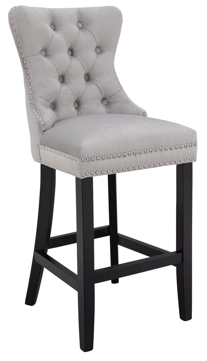 Argos Home Princess Velvet Bar Stool - Light Grey