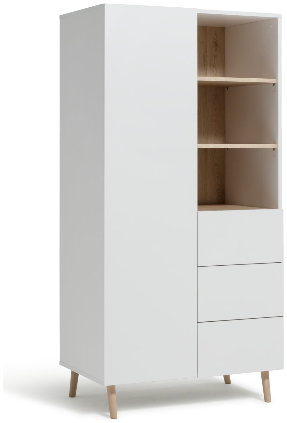 Habitat Skandi 1 Door 3 Drw Open Wardrobe -White Two Tone