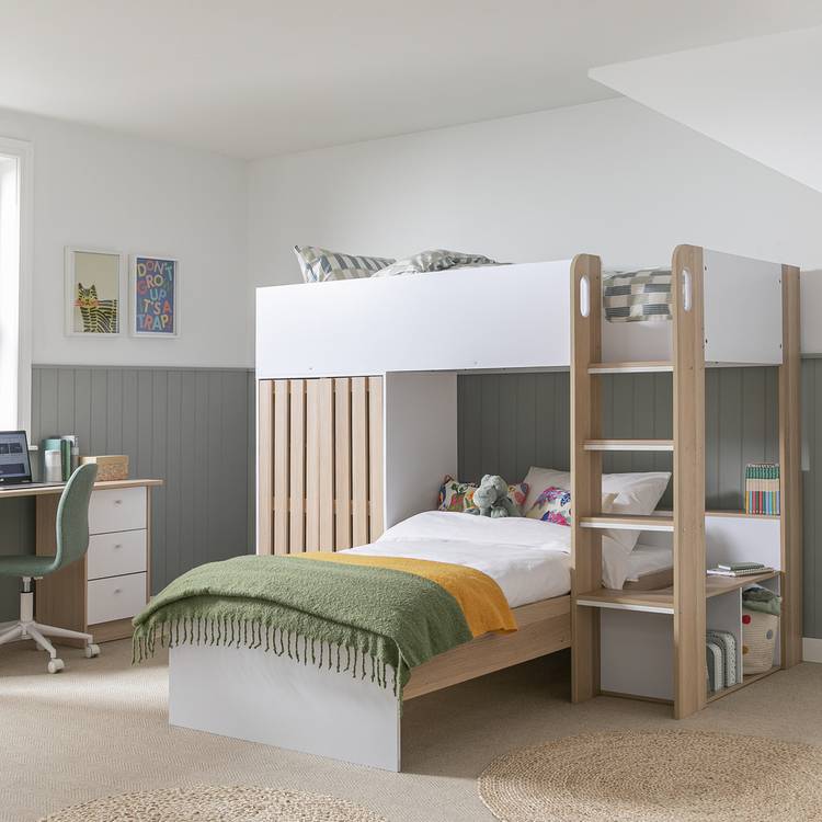 Buy Habitat Norah L Shaped Single Bunk Bed with Mattress White