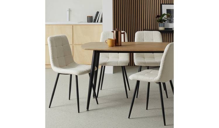 Argos Home Cobin Pair of Boucle Dining Chairs - White
