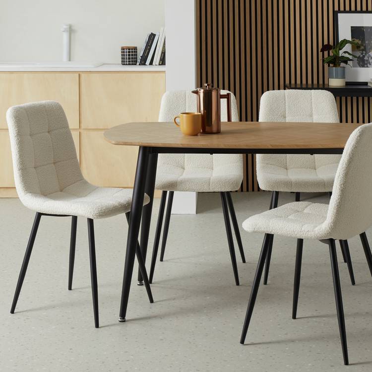 Argos Home Cobin Pair of Boucle Dining Chairs - White 0
