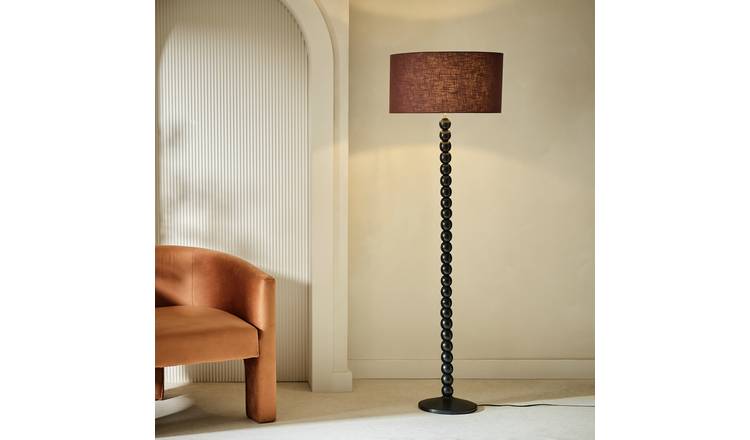 Habitat Bobbin Mango Wood Floor Lamp Base Only - Black