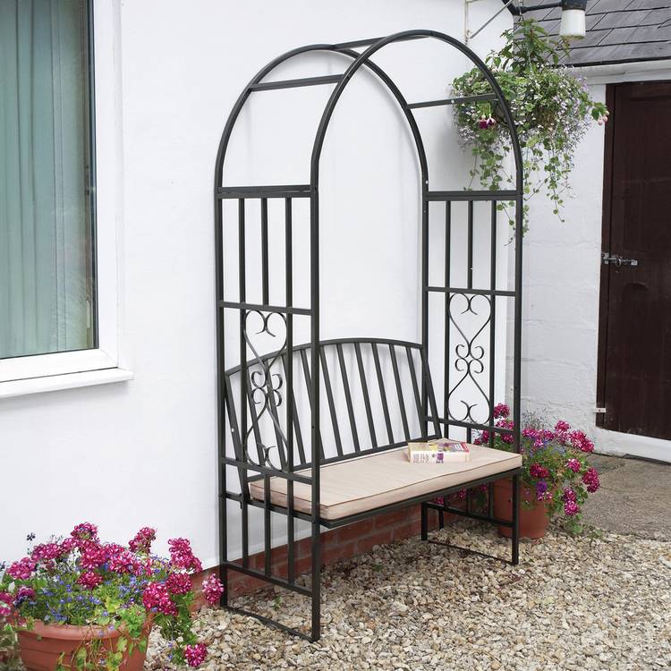 Greenhurst Huntingdon 2 Seater Metal Garden Arch Bench 0
