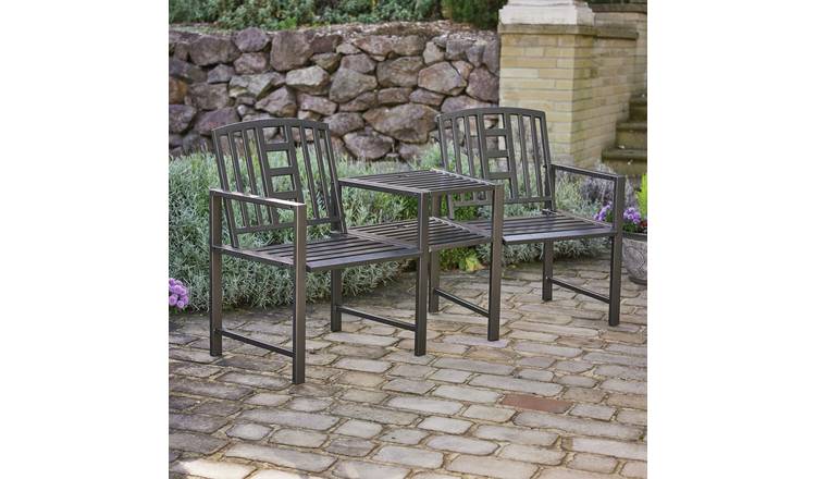 Greenhurst Hartlebury Metal Garden Love Seats - Black