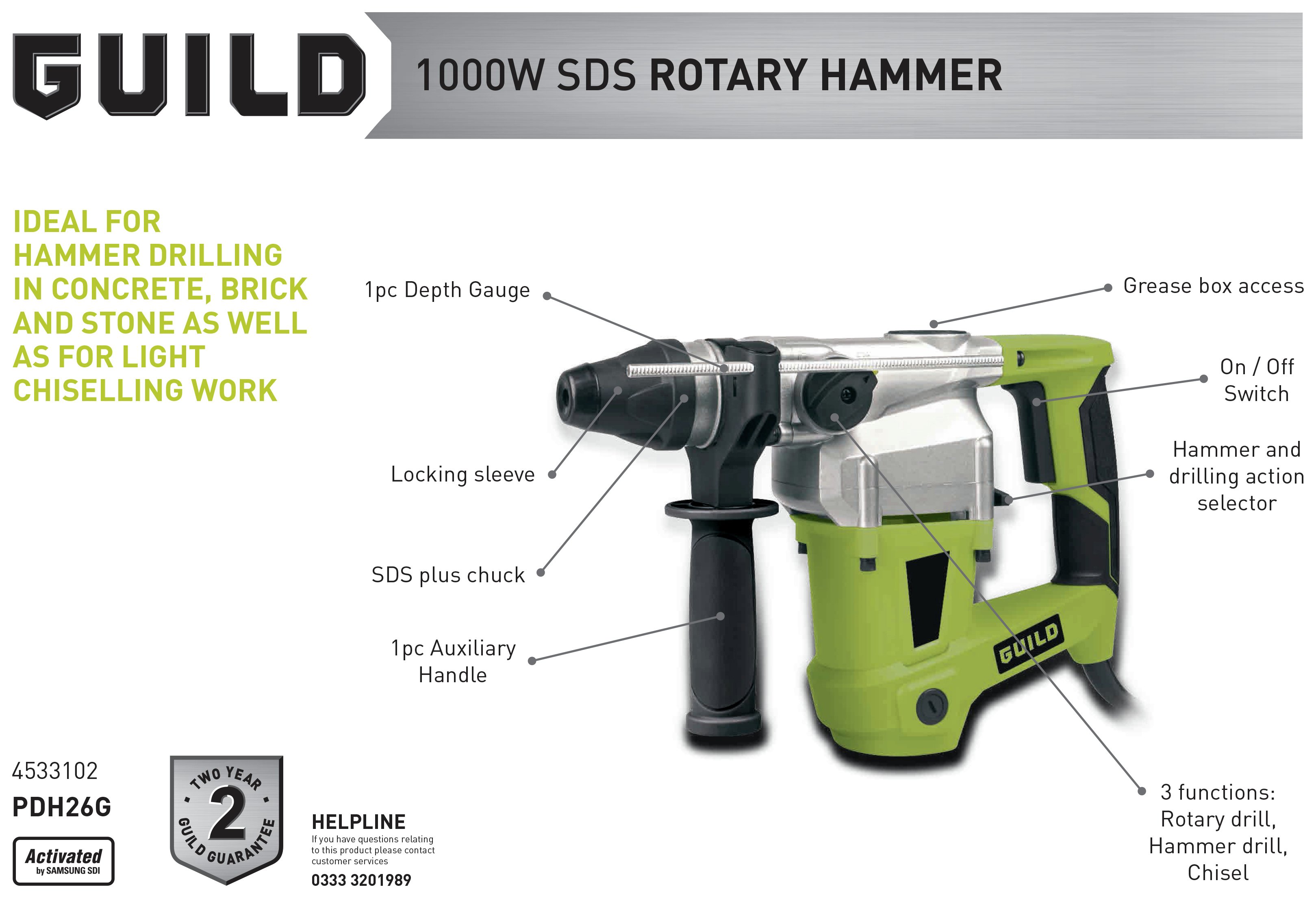 Guild Corded SDS Rotary Hammer Drill Reviews Updated July 2024